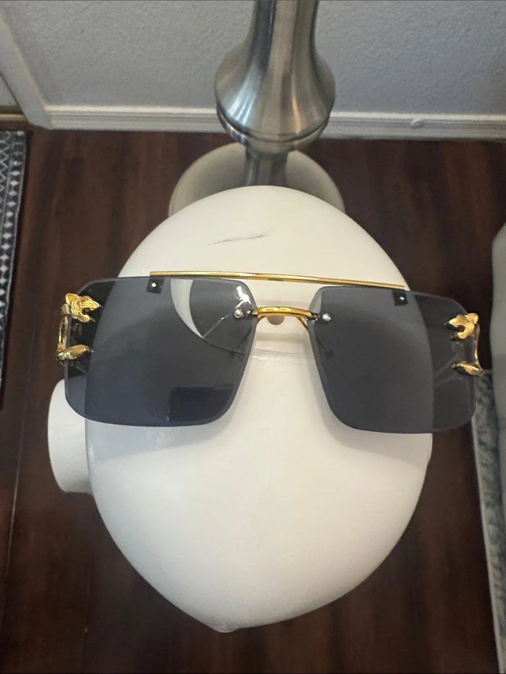 Gold Accent Black Lens Women's Sunglasses